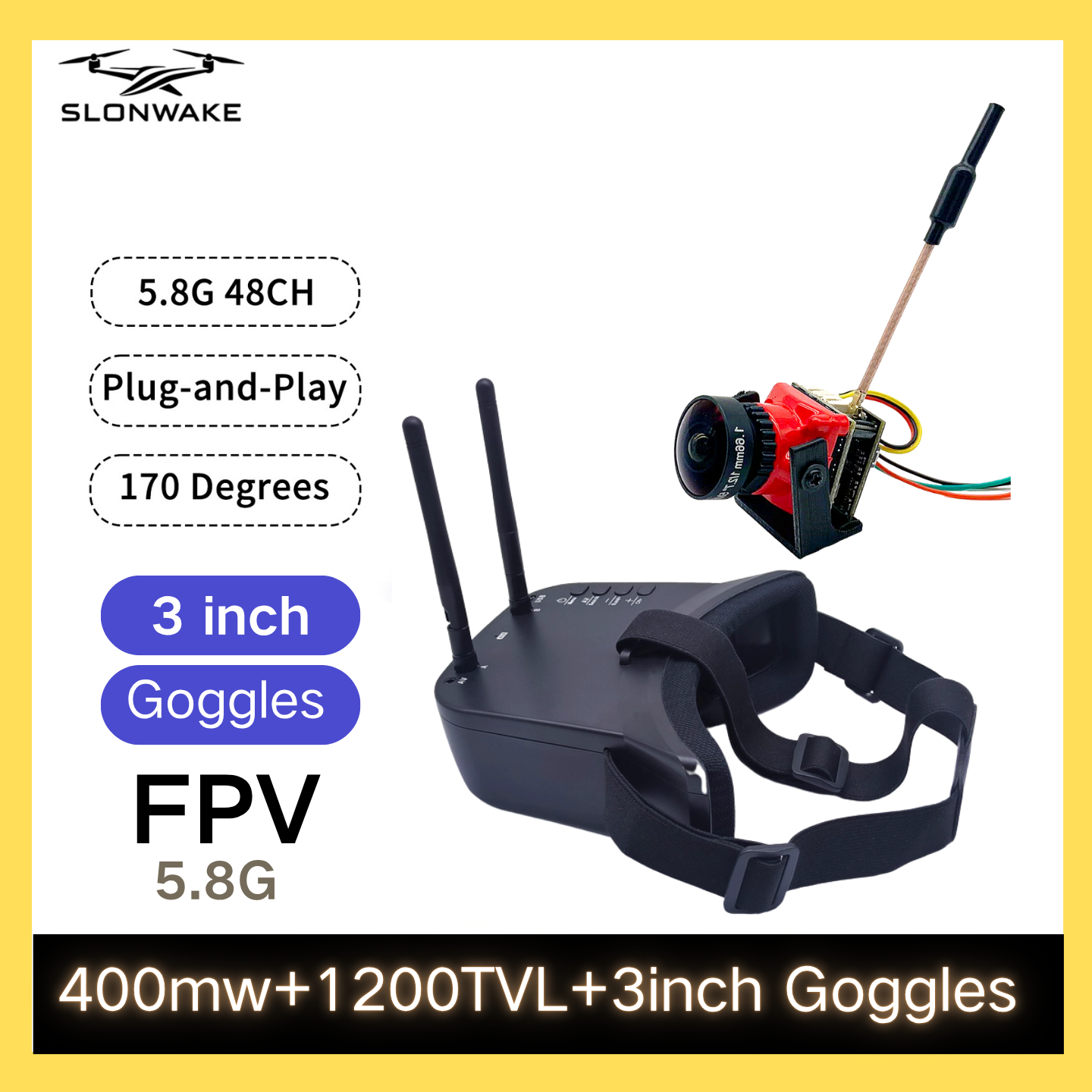 SLONWAKE 5.8G 48CH FPV 400mw V – обзор и цена Drone Receiver